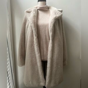 Forever 21 Faux Fur Coat Ivory Medium